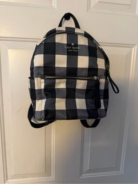 kate spade Black and White Gingham  Backpack with lanyard